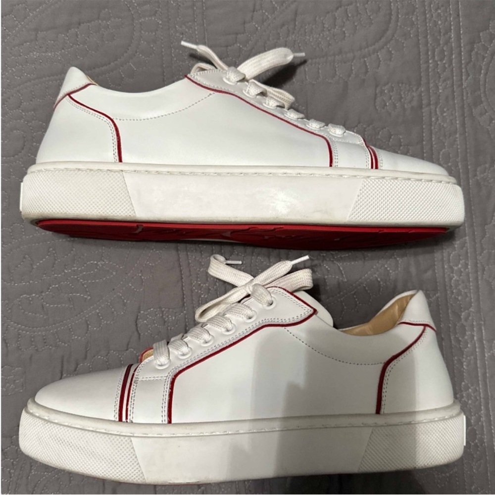 Christian Louboutin White and Red Sneakers